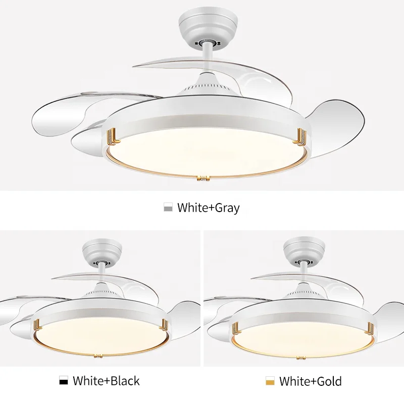 Y193 Modern remote control 42 inch bladeless 220v  ceiling fans with lights lamp led designer luz con ventilador oculto techo