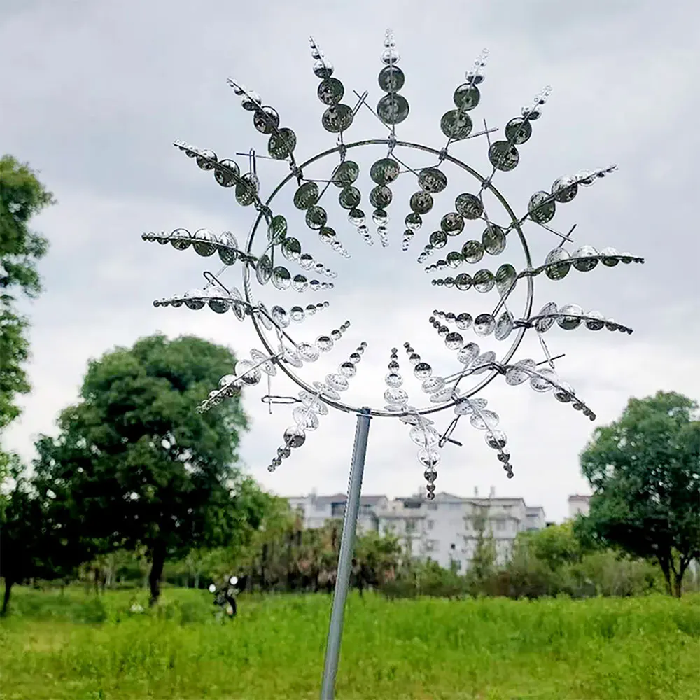 Unique and magical kinetic metal windmill outdoor dynamic wind spinners yard patio lawn garden landscape ornament