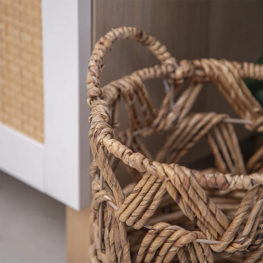 Hot-selling Water Hyacinth Paper Rope Hand-woven Storage Basket Household
