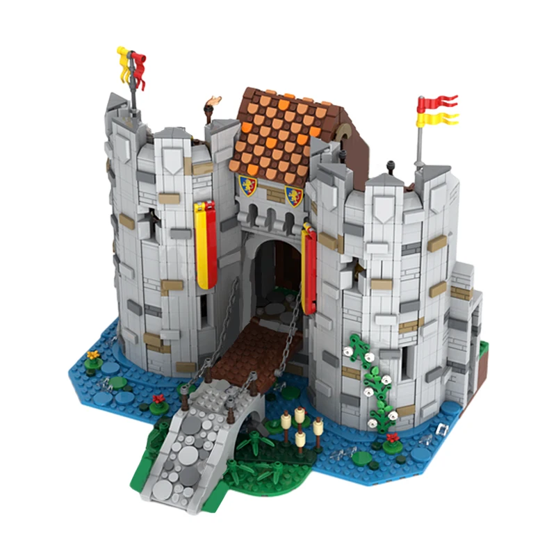 GoldMoc street view Lions Castle Architecture Bricks Toys MOC-157507 The gate of Bricktenstein castle Building Block Set
