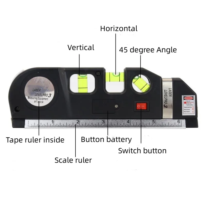 XJP Tools Multipurpose Laser Level Line rulers roller 5.5m tape measure Level measuring ruler