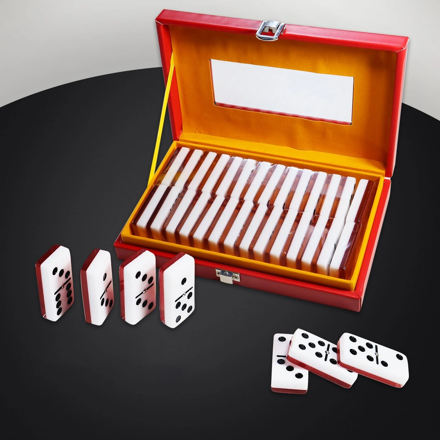Customize 28Pcs Standard Dominos Set Games for Classic Strategy Table Game Ideal for 2-4 Players Two-toned Dominoes Block
