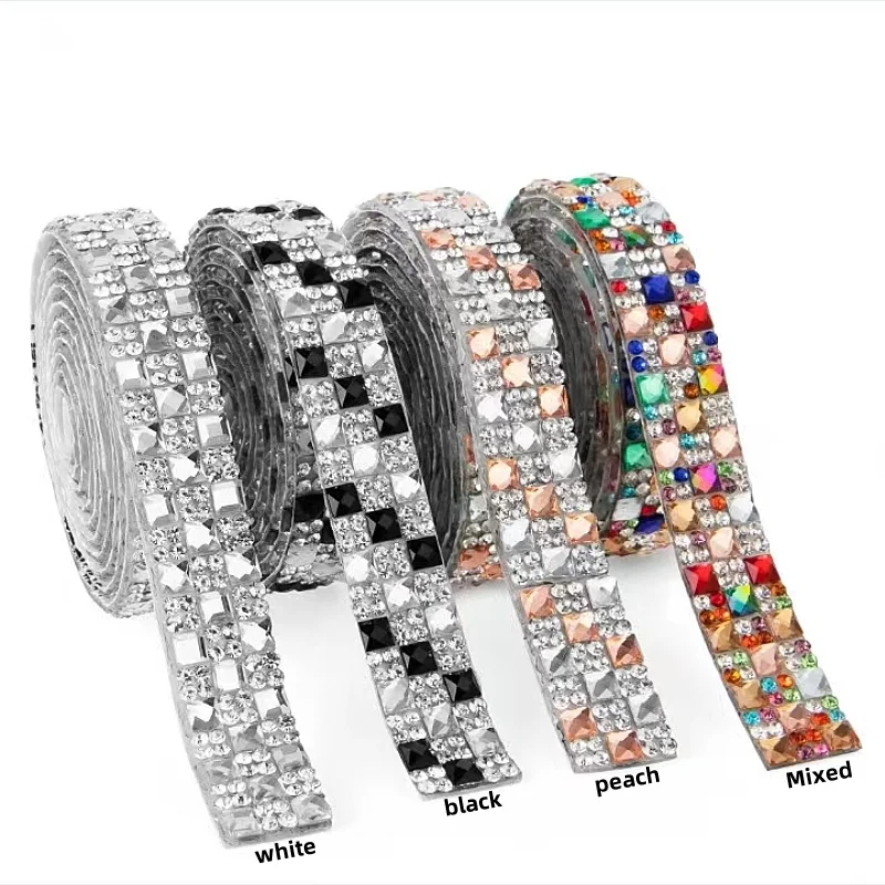 Customized self-adhesive rhinestone ribbon diamond tape 12mm rhinestone crystal ribbon DIY wedding party holiday decoration