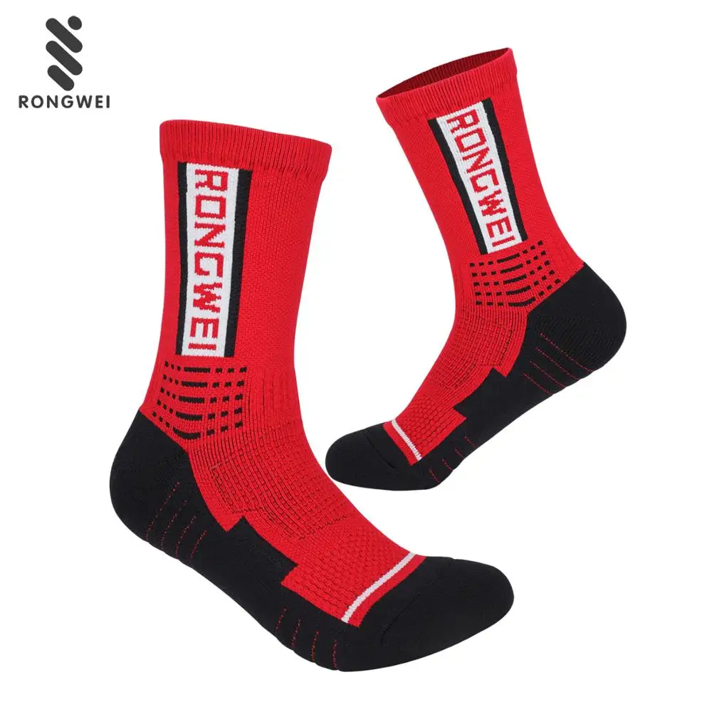 Custom professional breathable non-slip red crew basketball sports socks for mens