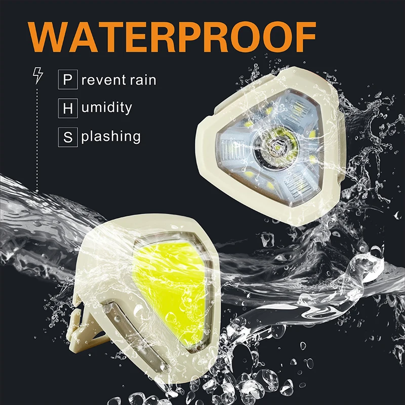 Multifunctional Chinese Headlight LED Light Hat Clip TYPE-C Charging Red Blue Warning Running Camping Work Rechargeable Battery