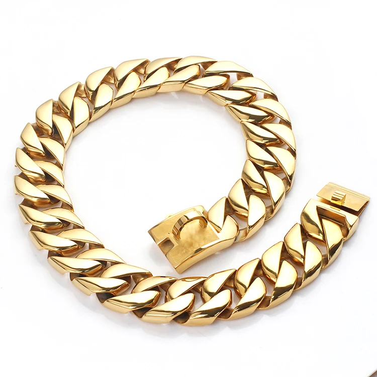 
High Quality Gold Stainless Steel Chain Training Dog Collar 32mm 