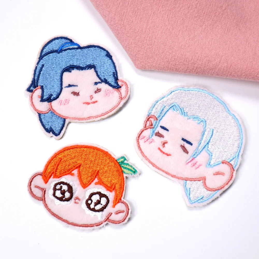 Wholesale Embroidered Anime Character Patch Mini Logo Sew On/Iron On/Self-Adhesive Anime Patches Custom Embroidery