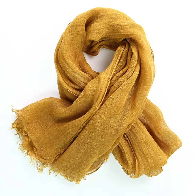 Оптовая продажа, шарф из чистого льна с краской, женские натуральные шарфы Индиго по индивидуальному заказу, мусульманские/Абайи/шали