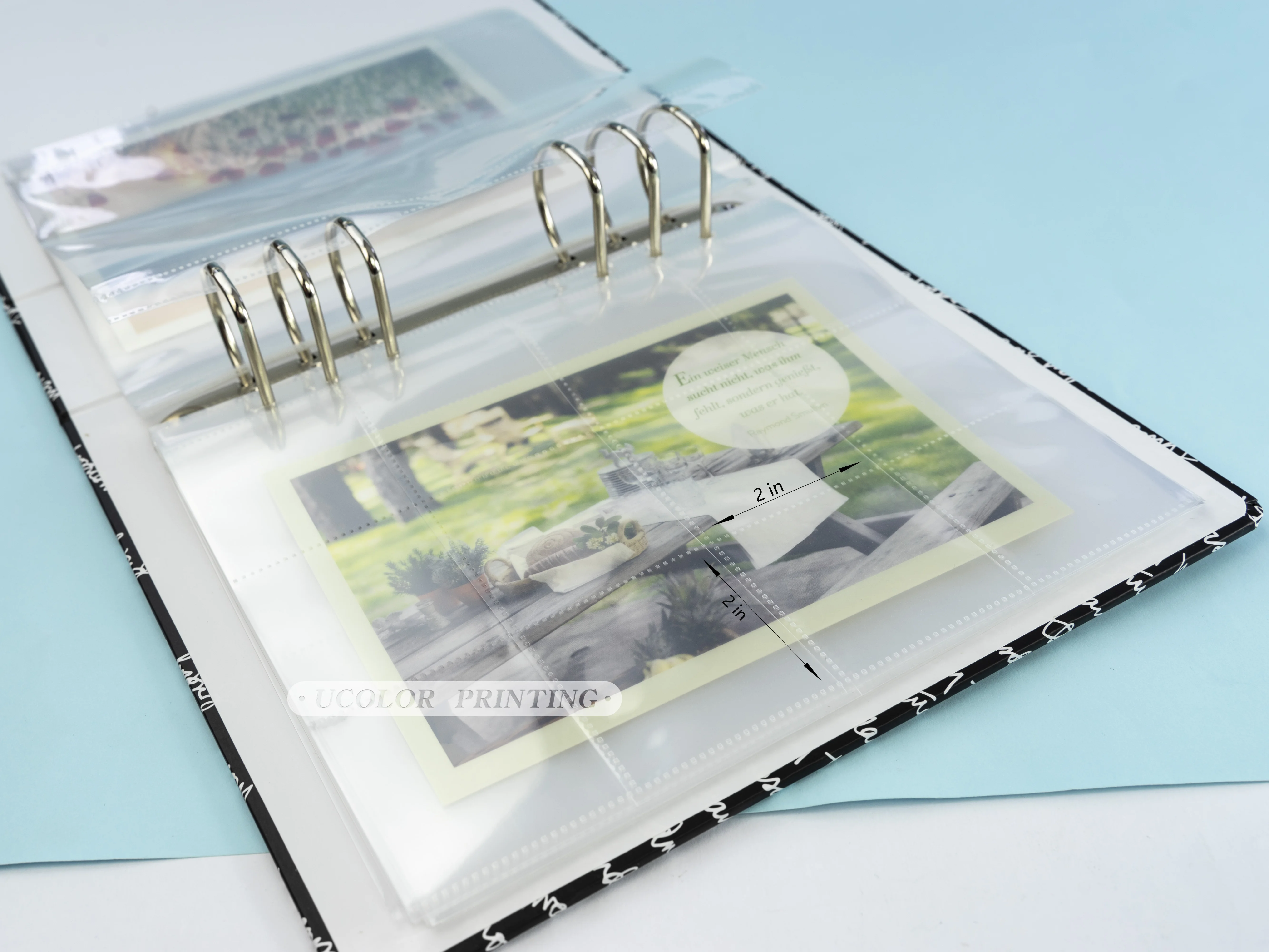 Customized 3 O-ring binder A4 printing photo plastic pocket  folder