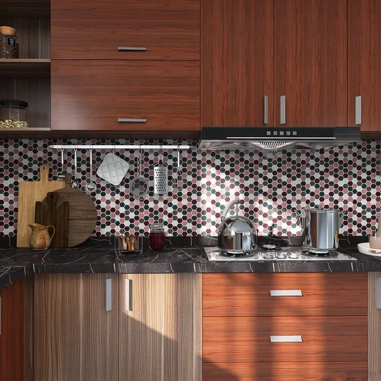 Modern Decor Hexagon Self Adhesive Mosaic Sticker Peel And Stick Backsplash Tiles For Kitchen Bathroom Bedroom Wall