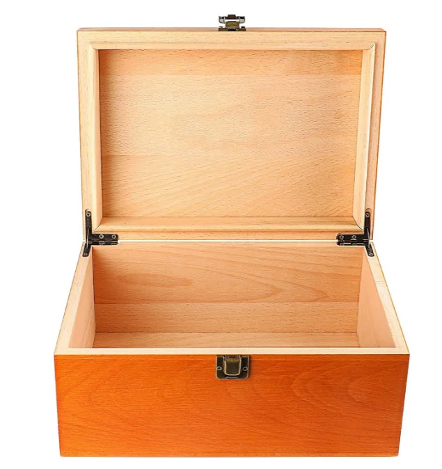 wooden factory FSC&BSCI Large Wooden Keepsake Box Decorative Boxes with Hinged Lid