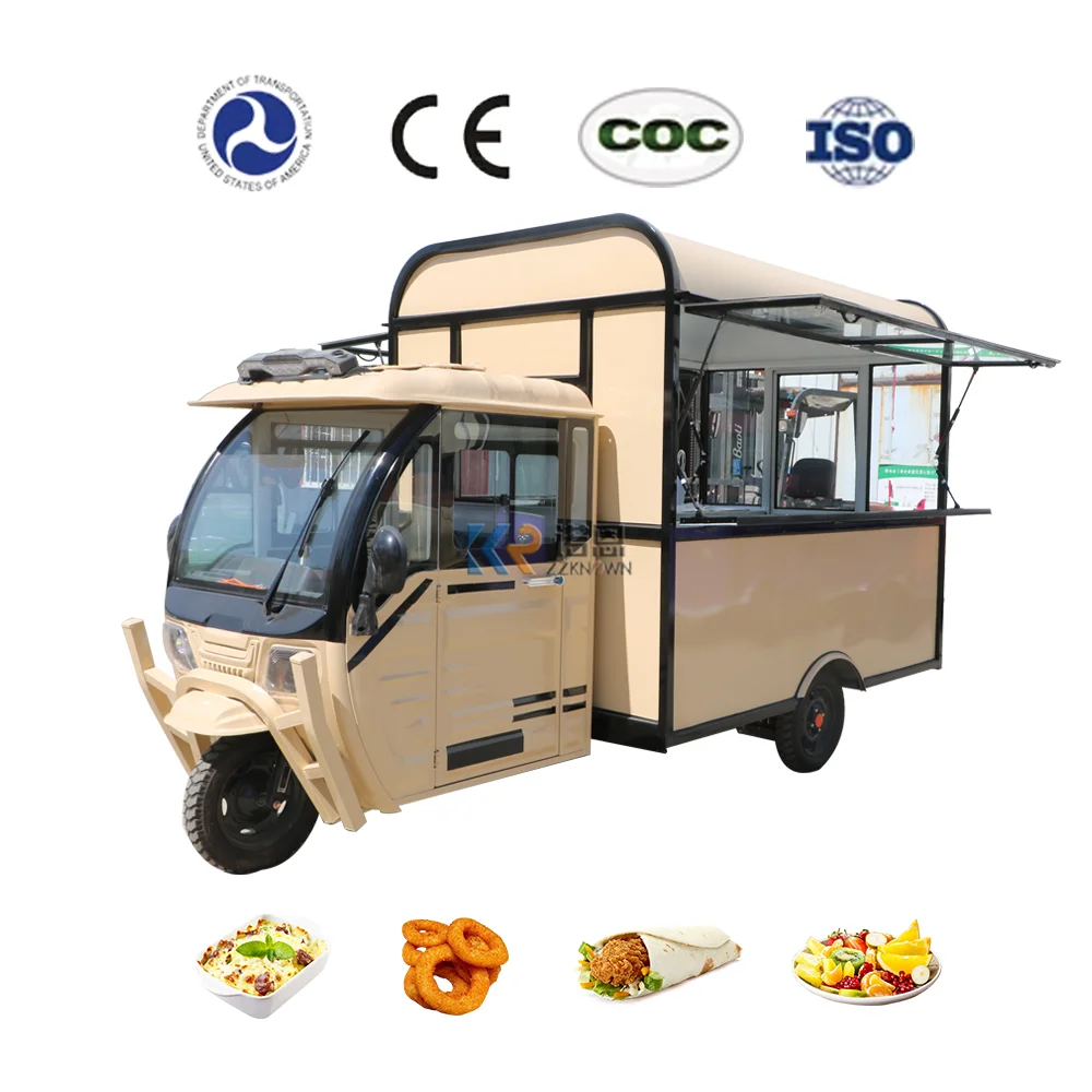 Three Wheel Electric Tuk Tuk Closed Body Type  Adults Mobile Food Truck for Ice Cream Cart CE Certified