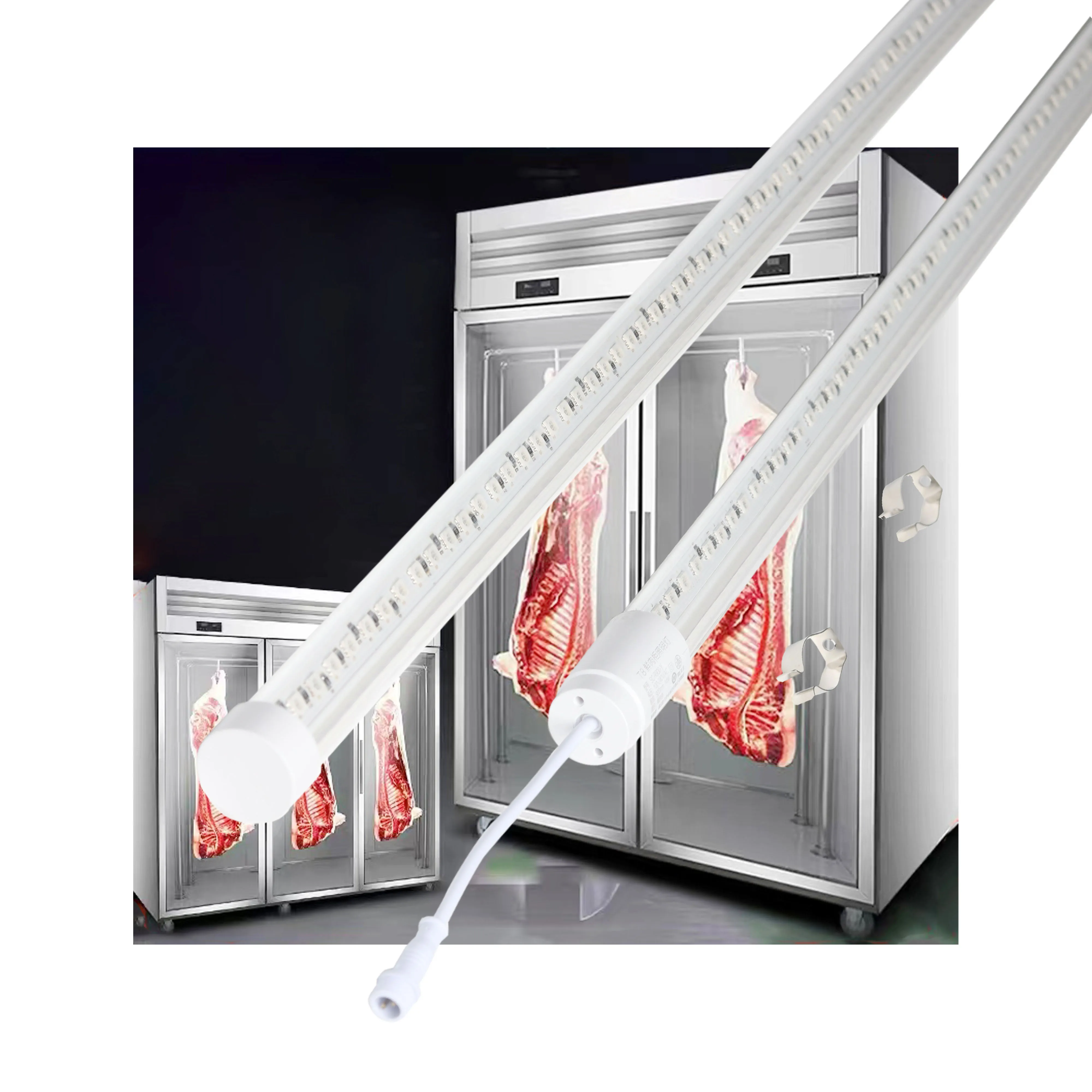 Лампа высокого напряжения для холодильника, шкафа, магазина, розовый свежий свет для мяса T8, водонепроницаемая трубчатая лампа