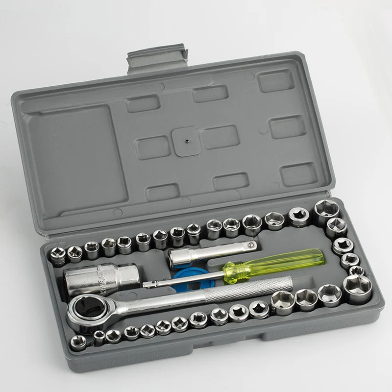 40 Pieces 3/8 Inch Torque Wrench Carbon Steel Torx Socket Home Repair General Tools Set