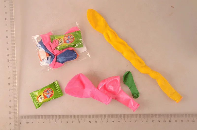 Funny balloon with bubble gum