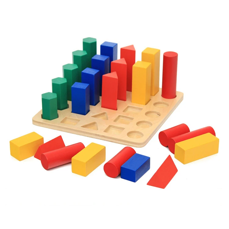 Kindergarten wooden children geometric ladder matching cognitive toys kids wooden montessori teaching AIDS early education toys