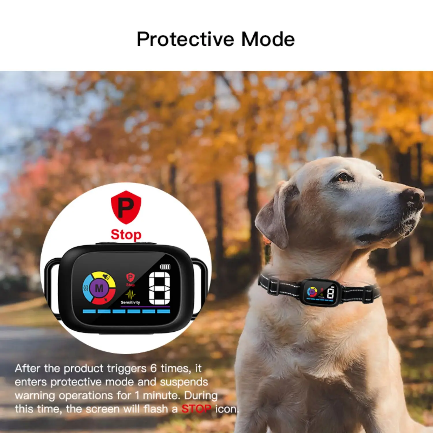 Color screen ip67 waterproof adjustable sensitivity shock anti bark training collar dog bark collar