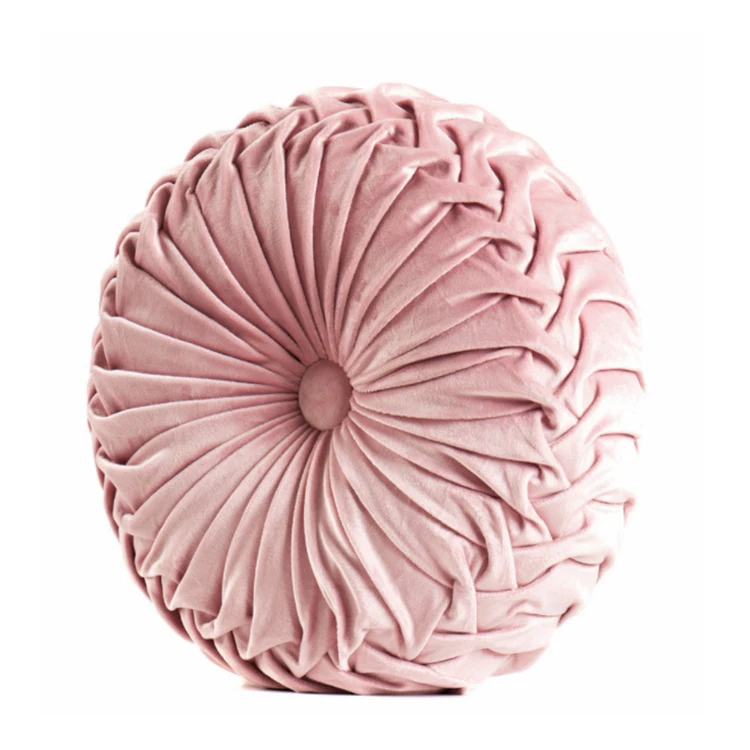 Fashion Velvet Pleated Round Floor Pumpkin Cushion Pillow Pouf Soft Comfortable Throw Home Sofa Decor