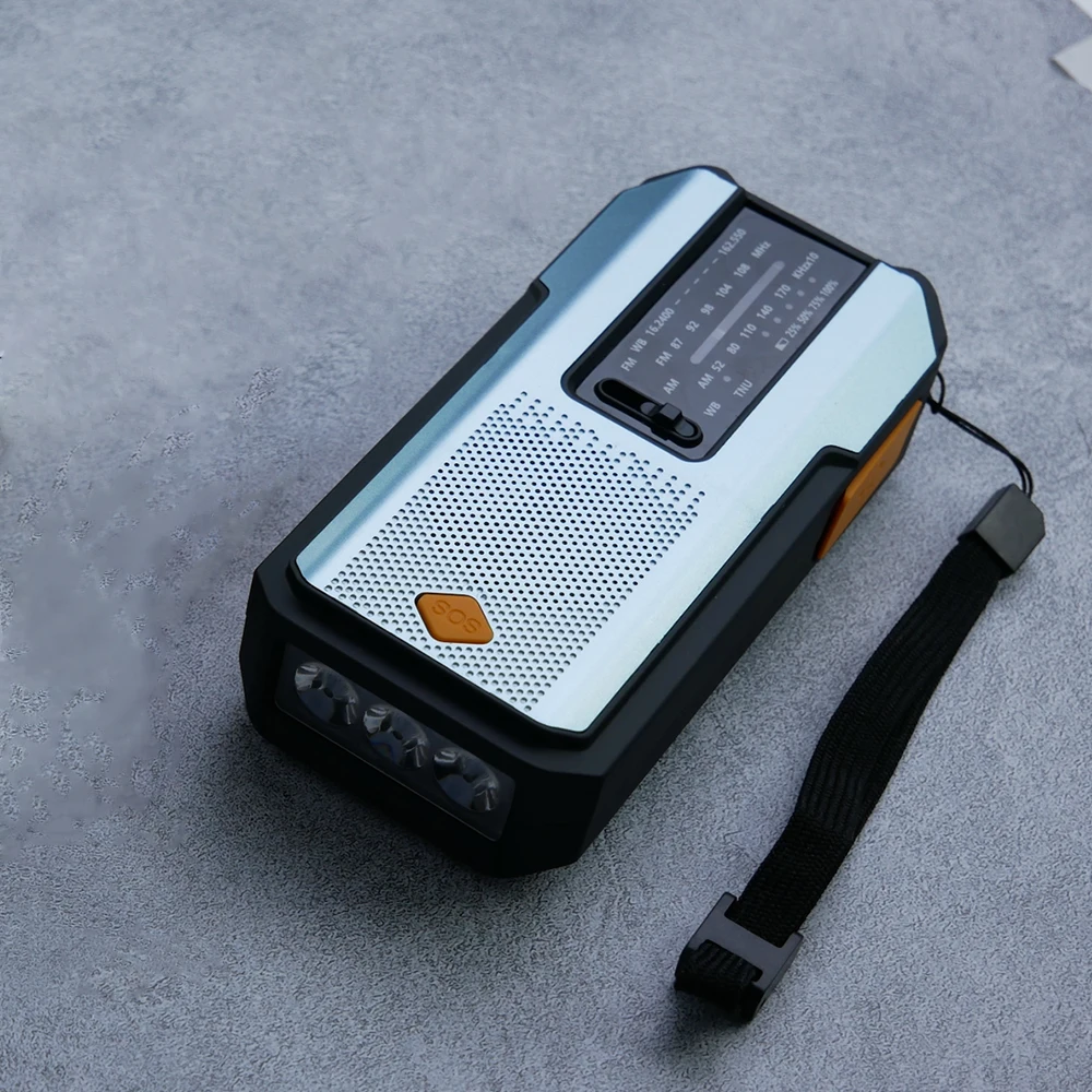 OEM NOAA AM/FM Emergency Radio Portable 2000mAh Power Bank with Solar,  Hand Crank & USB-C Charged, SOS Alarm & LED Flashlight