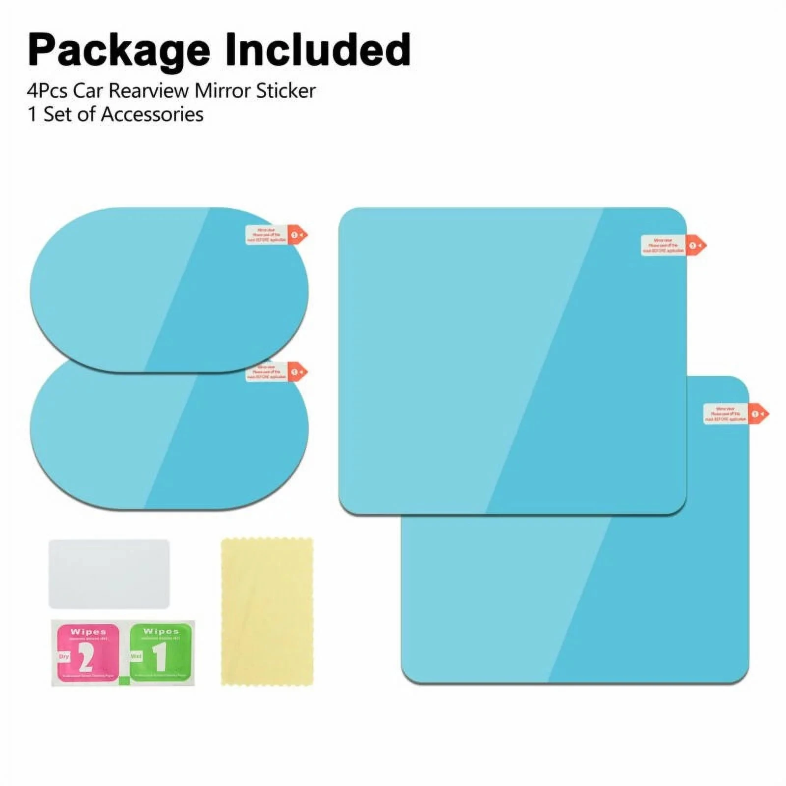 1 Set 4 Pcs Car Mirror Film and Side Window Film Anti Fog Rear View Rainproof Waterproof Nano Coating Film for Car Mirrors