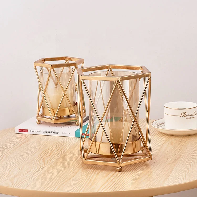 WONDER  wholesale different size Ironwork candle stand metal hollowed-out glass candle holder home party decoration candlesticks