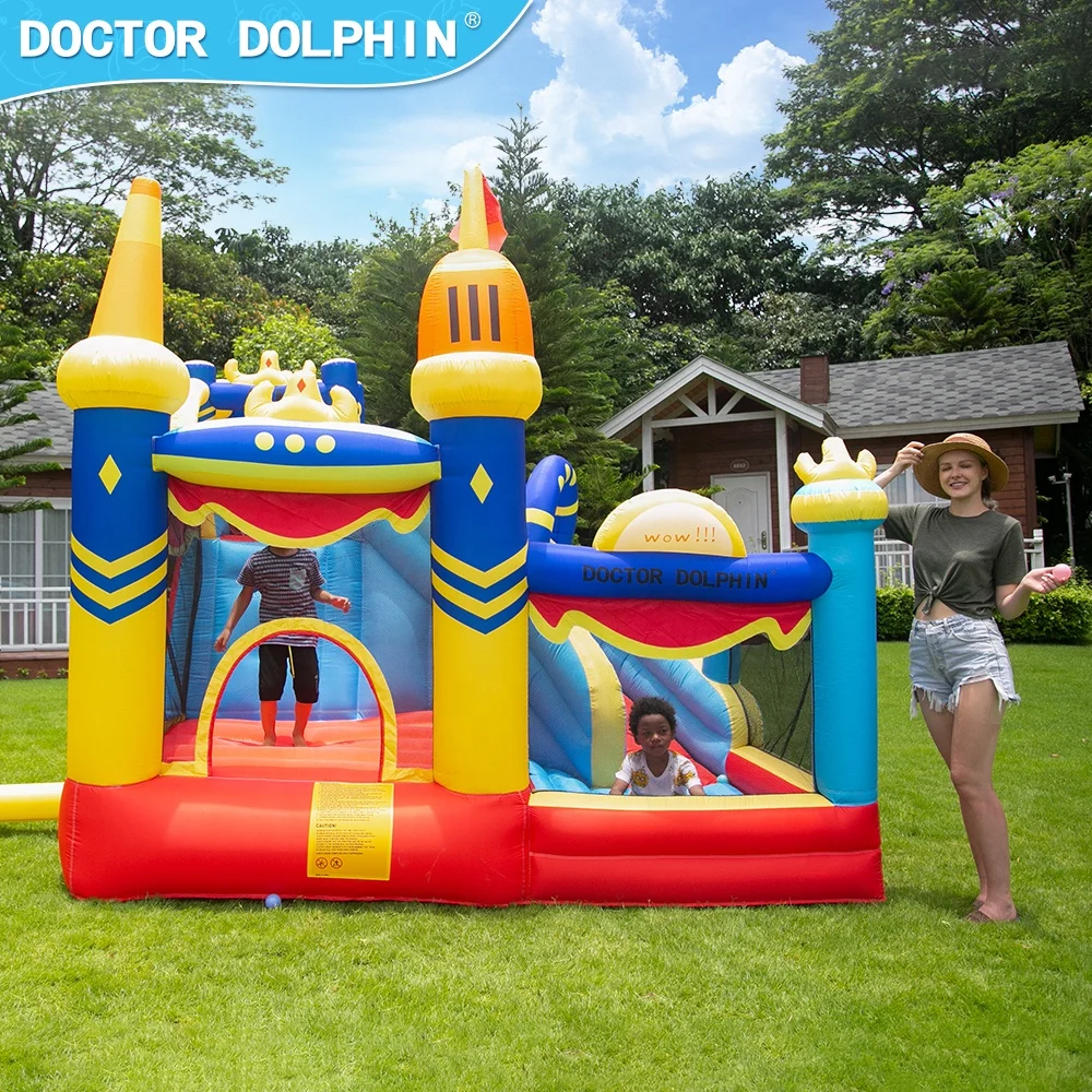 Doctor Dolphin New Fashion Crown Jumping Bed Bouncy Castle With Slide Jump Pool  For  Children Bounce House