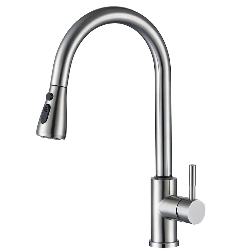 Factory direct hot cold water taps New Style 304 Stainless Steel Pull Out Extension Hose Kitchen mixer Faucet