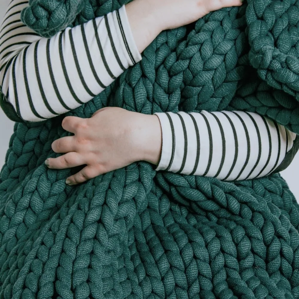 Custom Weighted Blanket Knitted Premium Weighted Blanket Throw No Fillers Heavy Cooling Soft Material Knit Blanket Custom Cotton