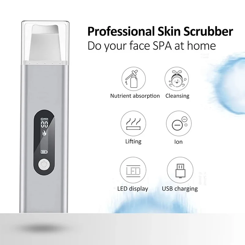J&R Premium Portable Deep Face Spatula Peeling Cleaning Electric Ultrasonic Skin Facial Scrubber