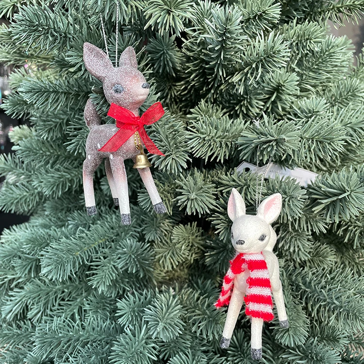 New Model Christmas Tree Pendant Hanging Figurine Ornaments Reindeer Statue Retro Vintage Resin Crafts
