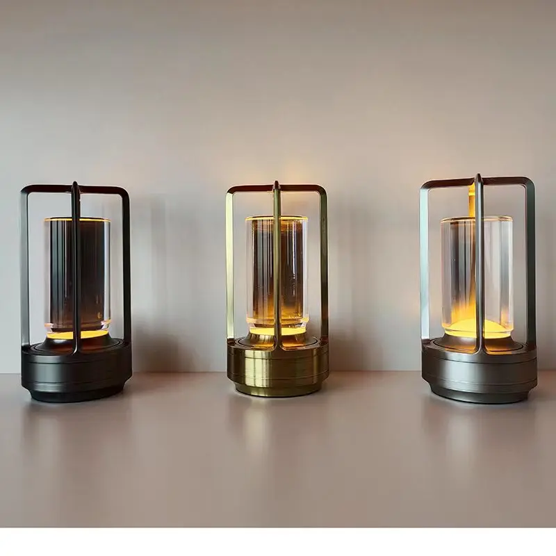 Cordless Table Lamp SFT High Quality Lighting Led Desk Table Lamp Style lantern Crystal Living Room Bedroom Bedside Glass Lamp