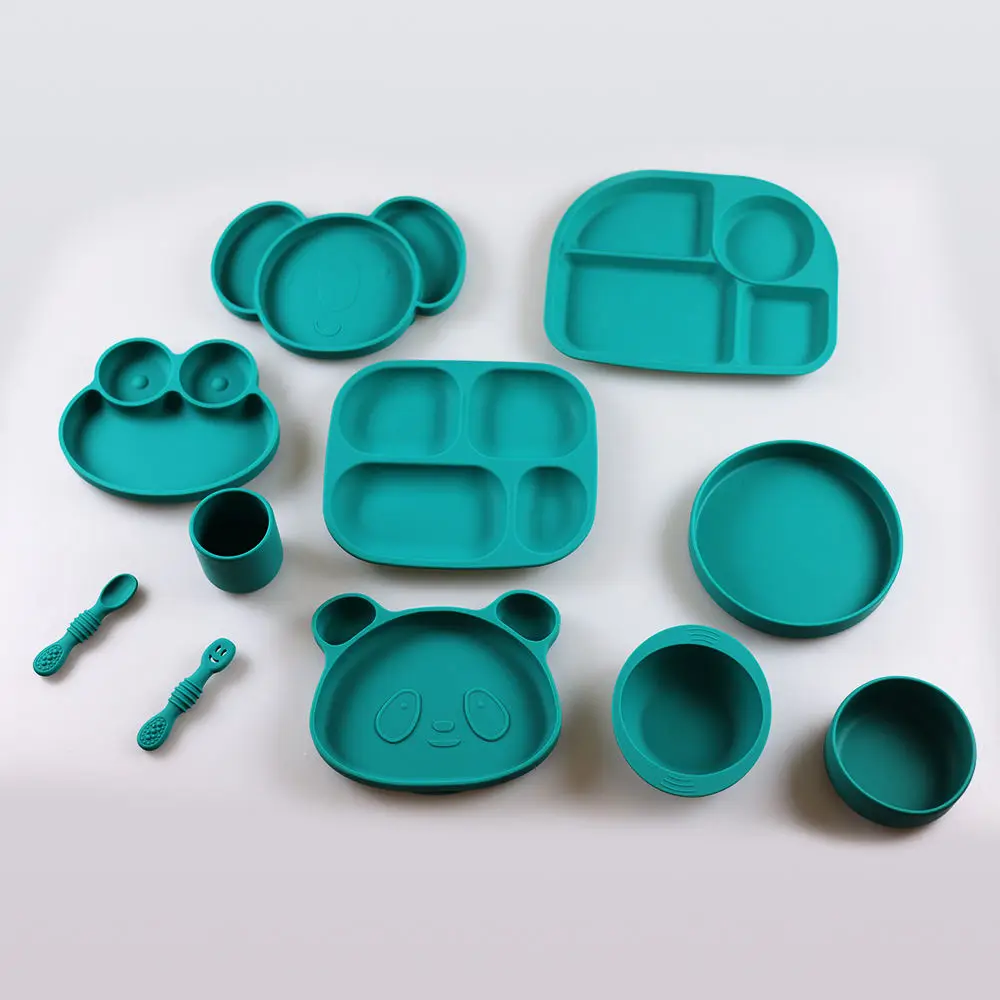 Personalized Design and Custom Food Grade Silicone Kawaii Style Toddler Baby Dinner Bowl Kit Suction Deep Bowl Baby Feeding Set