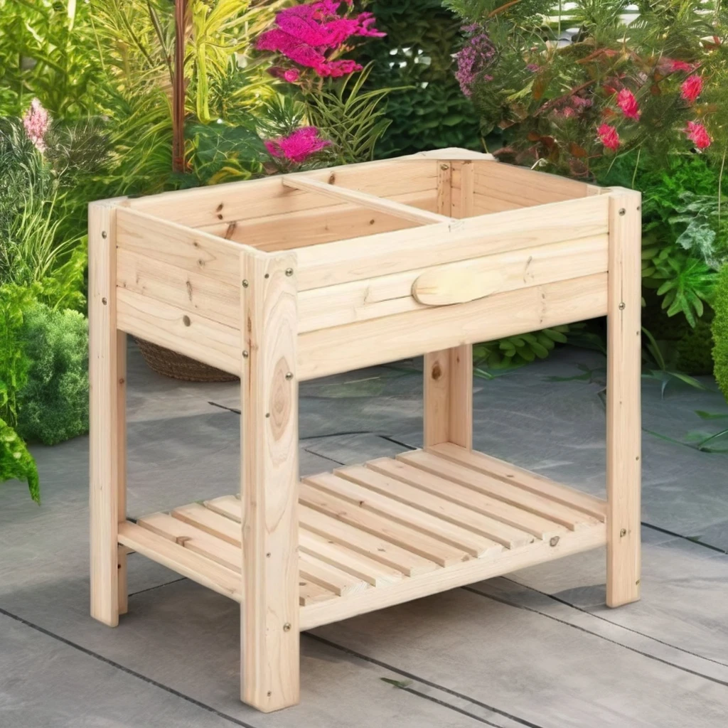 Eco-friendly Large Cedar Elevated Wood Planter Box with Legs Outdoor Garden Bed Kit for Herbs and Vegetables Handmade Crafts