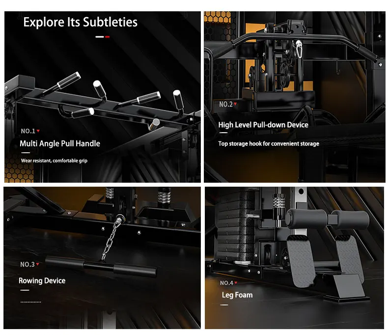 Multi Functional Strength Machine Dual Adjustable Pulley Cable Crossover Trainer Smith Machine