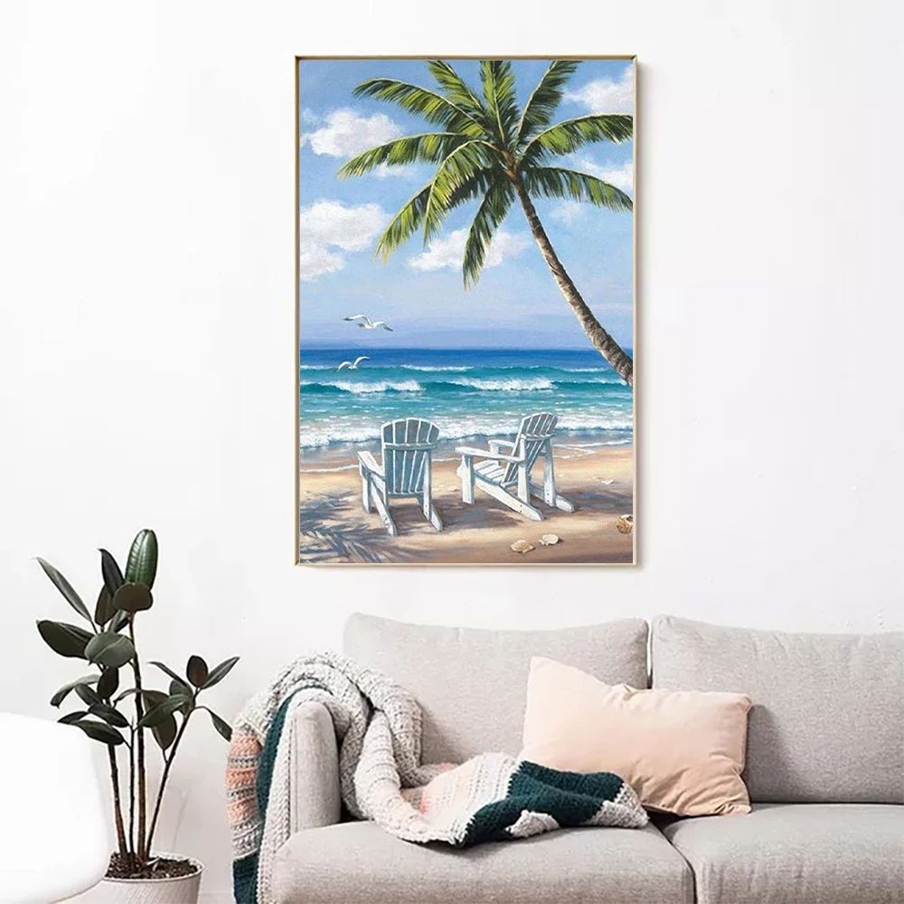 Amazon hot summer beach Seascape Full Drill DIY 5D Diamond Painting for Home Wall Decor