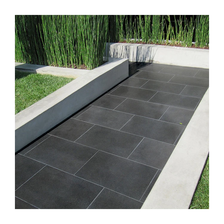Outdoor Basalt Stone Paver Rock Prices Non Slip Cut to Sizes Flamed Honed Black Basalt Stone