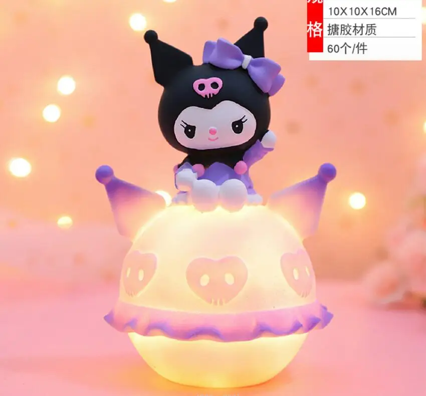 YWMX Kawaii Creative Kuromi Melody Sleeping Lighting Girl Birthday Gift  Beautiful Doll Romantic Lighting Wholesales