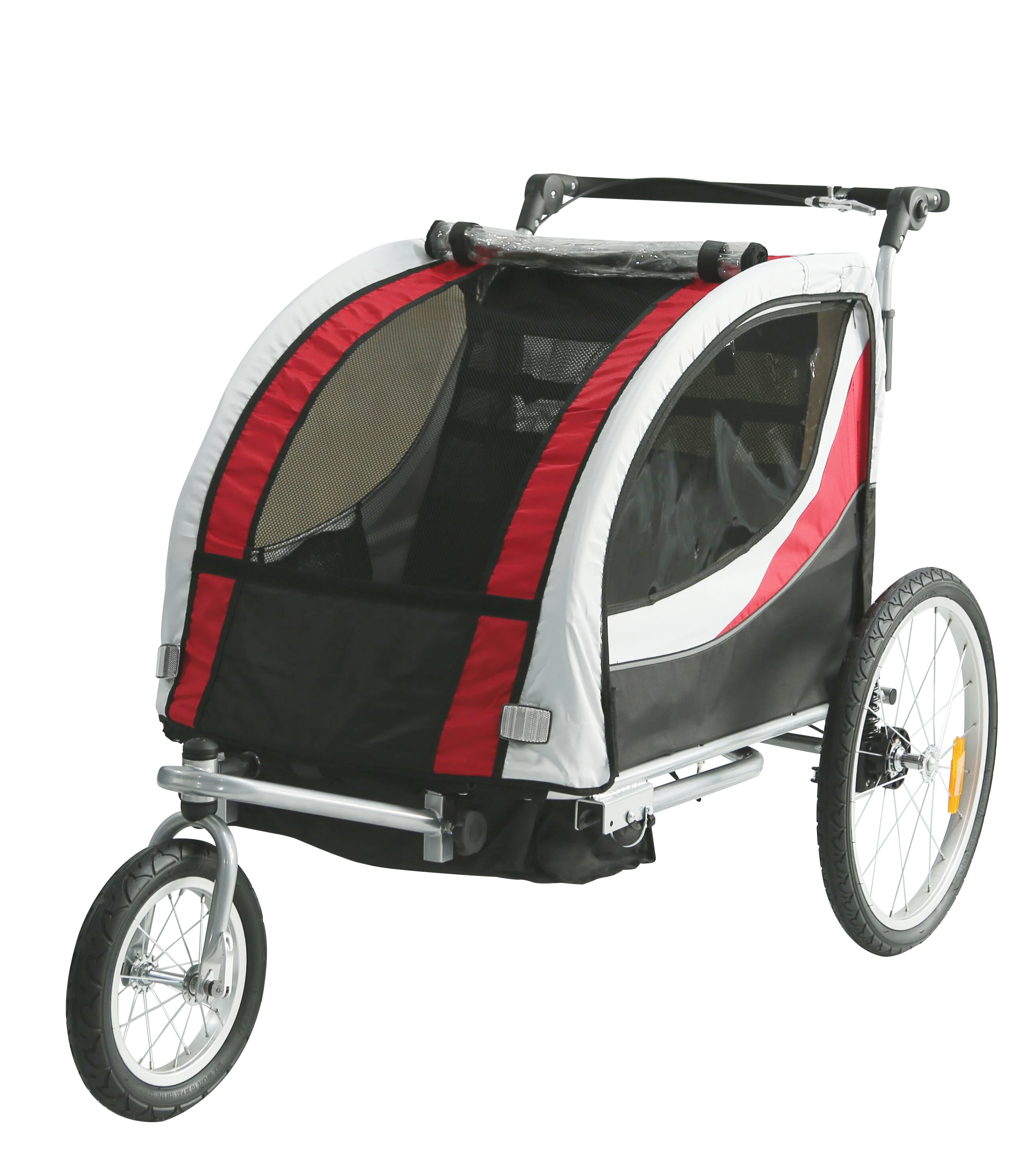 
2 in 1 baby jogger bike trailer for 2 baby with suspension system, comfortable baby jogger bike trailer 