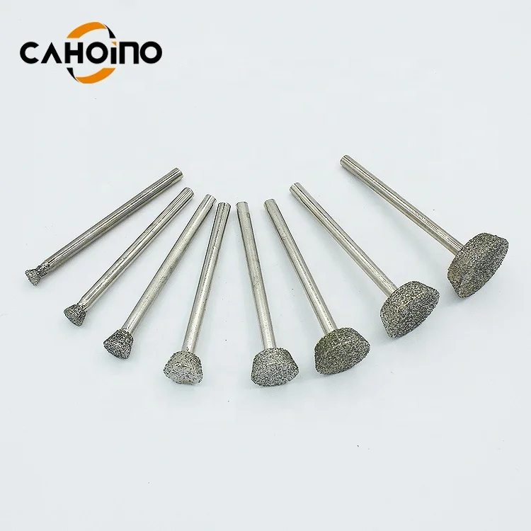 Diameter Of Shank 3MM Bevel Connection  Head Electroplated  Diamond Burrs For Stone Agate  Lapidary Tools