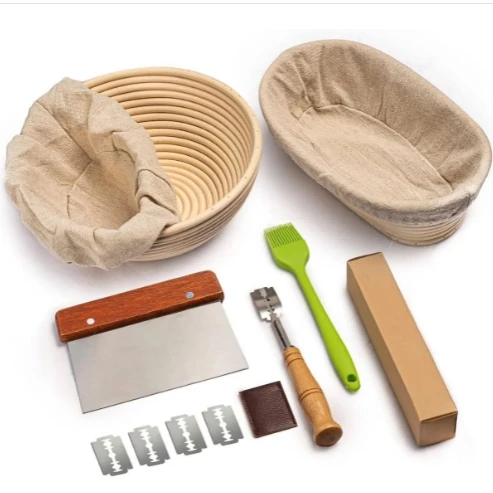 New Rattan Multifunctional Fruit Vegetable Storage Basket Kitchen Bread Fermentation Basket With Tools Set