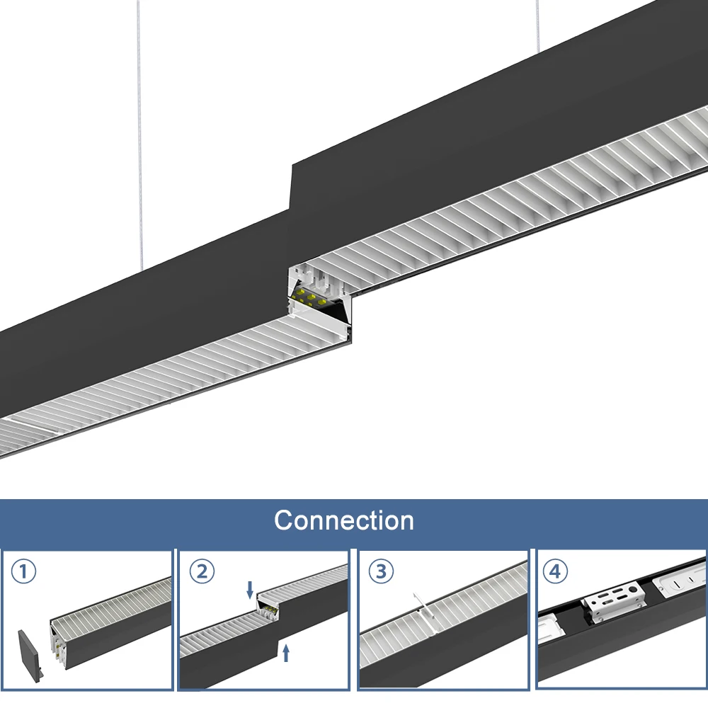 Office Application Aluminum Profile Linear Recessed LED Ceiling Light Warm Cold White Emitting Lighting Fixture IP44