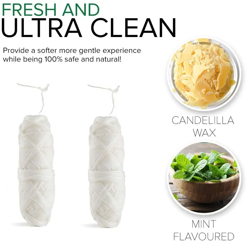 best selling natural biodegradable waxed silk dental floss with refillable glass floss container