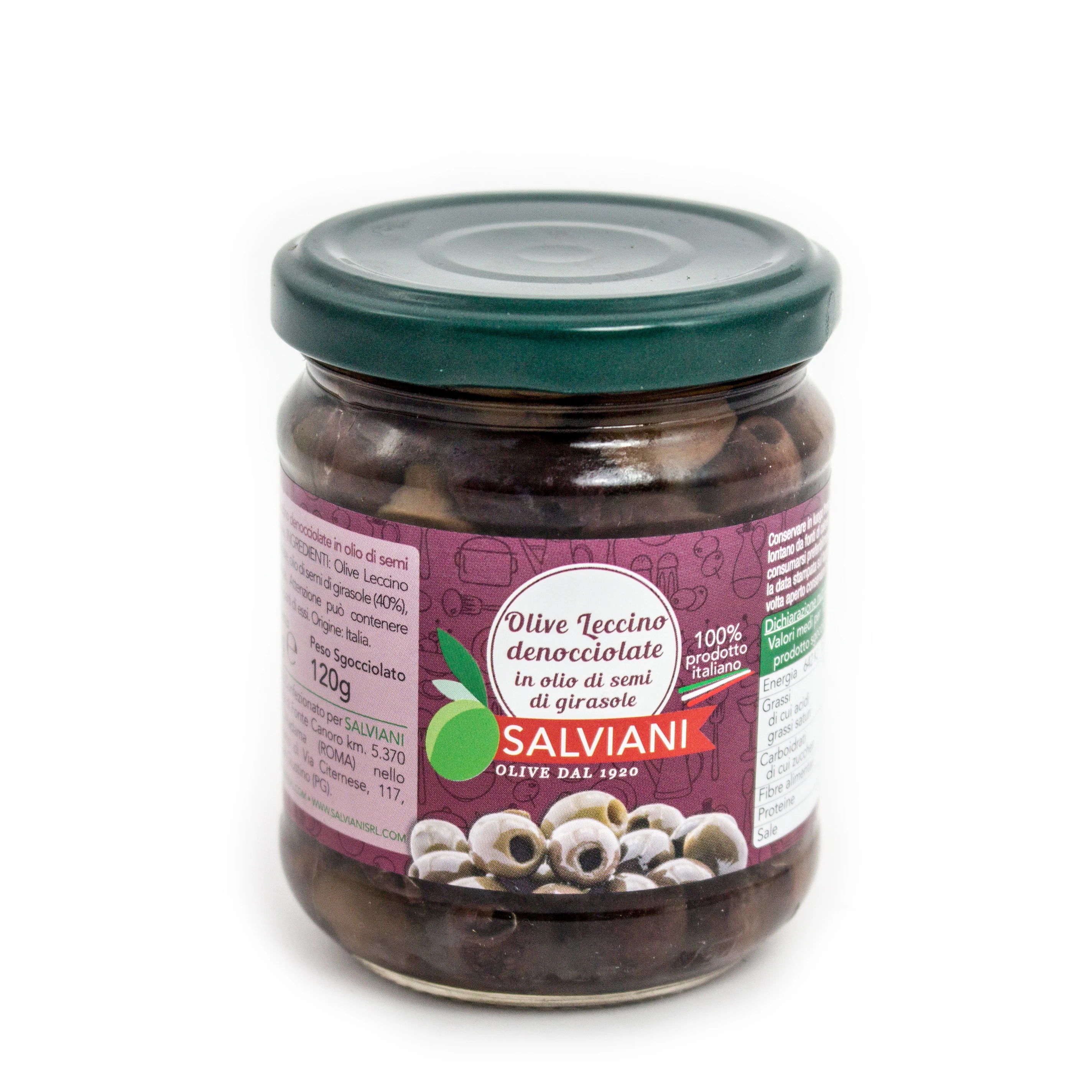 Pitted Leccino Olives In Oil Jar 120G High Quality Italian Canned Food Pickled Olives Bulk
