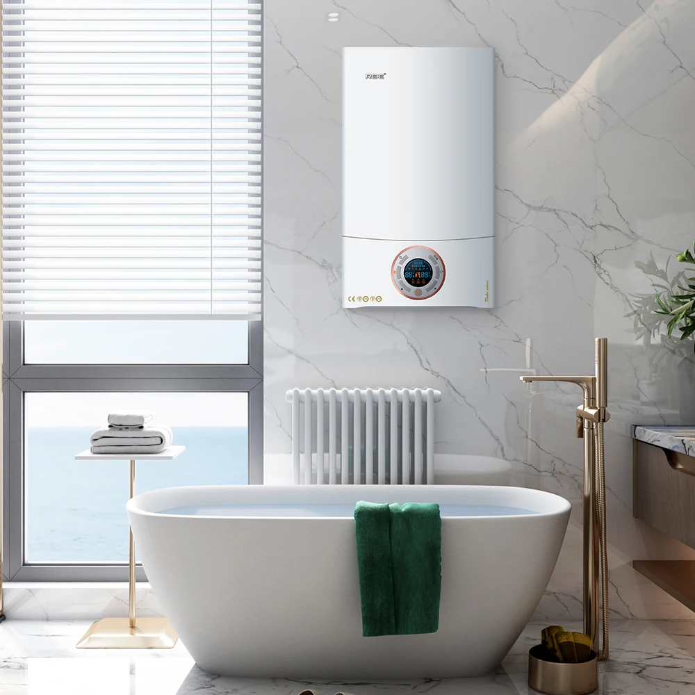 Высокоэффективный коммерческий комбинированный газовый котел ROC с естественным конденсатором, газовый комнатный обогреватель для мгновенной воды