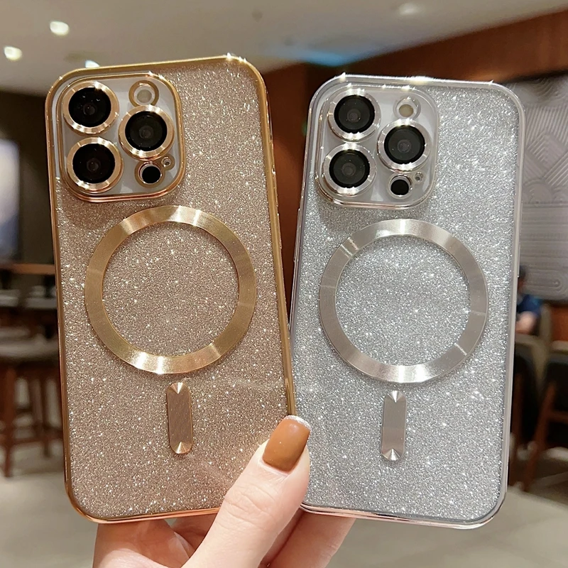 2023 Stylish Pretty Glitter Luxury Magnetic Mobile phone case For iPhone 14 13 12 11 Pro Max 14 Plus MagSafe Protective cover