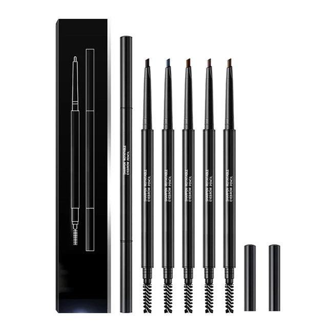 Оптовая продажа, 5 цветов, коричневый водостойкий Гладкий Карандаш для бровей, тонкий карандаш для бровей