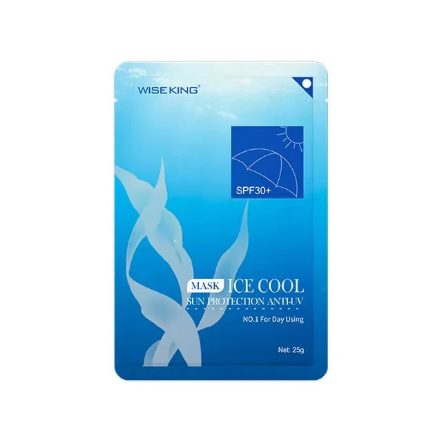 WISEKING ice cold sunscreen facial mask from korean with deep seaweed essence for sun protection anti-UV SPF 30 daily skin care
