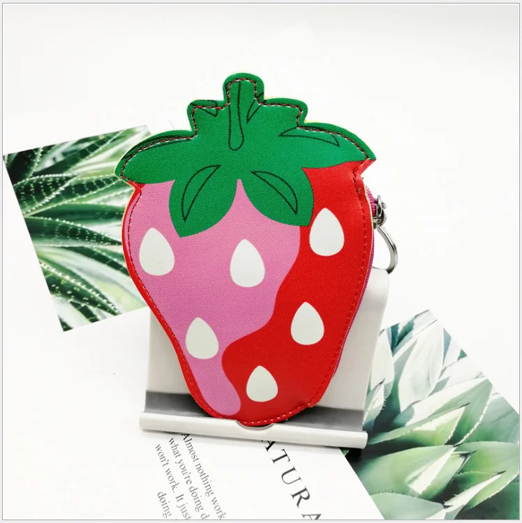 Изготовленный На Заказ дизайнерский кошелек из силикона в форме клубники с рисунком фруктов арбуза