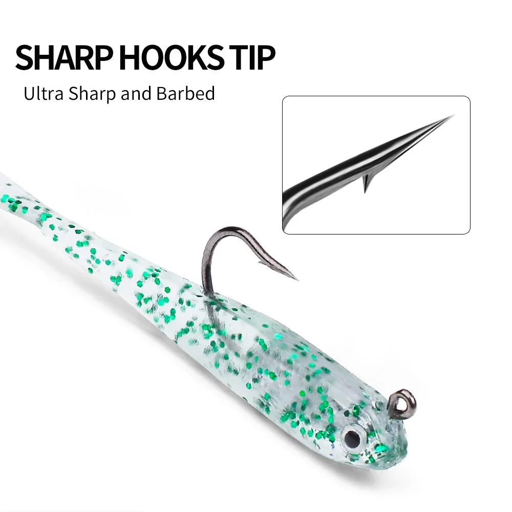 JETSHARK Wholesale 70mm Bionic T-Tail Soft Fishing Lure With 3D Lighting Eye For Saltwater Fishing Salmon Snapper Sea Bass