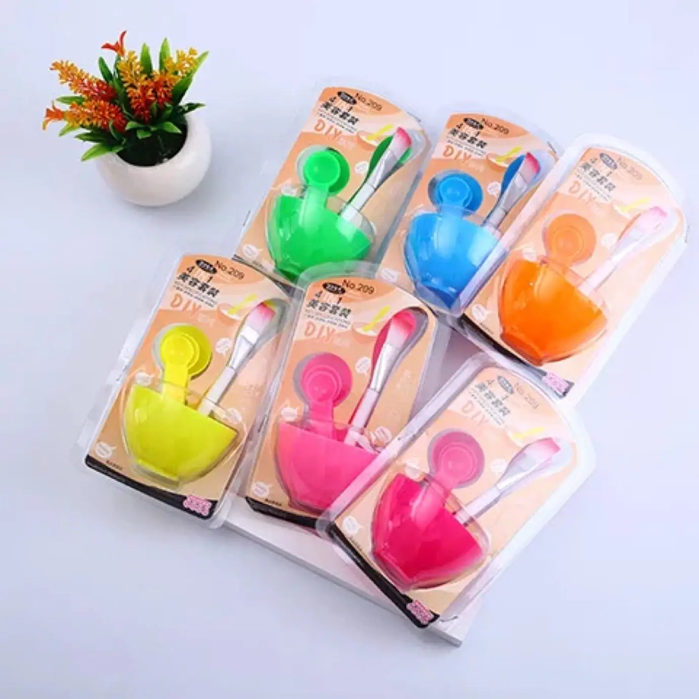  6 шт. DIY маска чаша для смешивания кисти макияжа Набор инструментов 4 In1 красоты по уходу за кожей с нанесенные кистью разные перемешать шпатель палка мерная ложка комплект